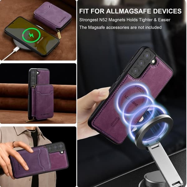LC.IMEEKE L6 för Samsung Galaxy S22+ Plånboksfodral Konstläder - Lila