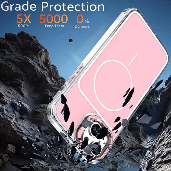 Mobilskal till iPhone 15 Plus MagSafe Lens Kickstand med Handrem - Rosa Rosa