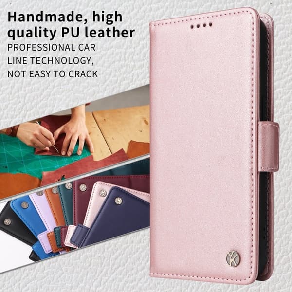YIKATU Samsung Galaxy S26 / S26 Pro Plånboksfodral Konstläder Ställ - Roséguld