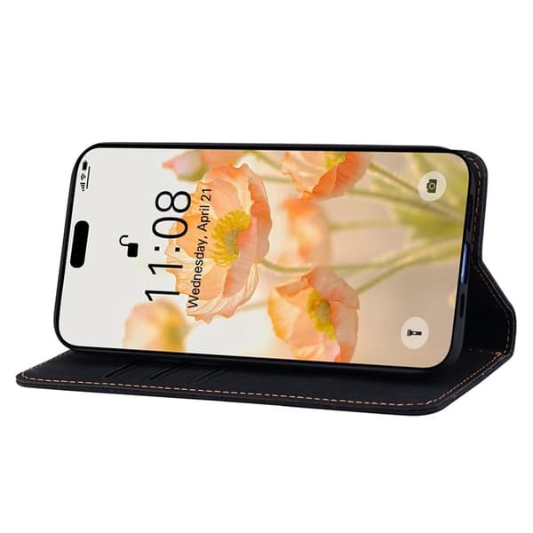 iPhone Air Konstläder Plånboksfodral med Rem Lines Pattern - Svart Svart