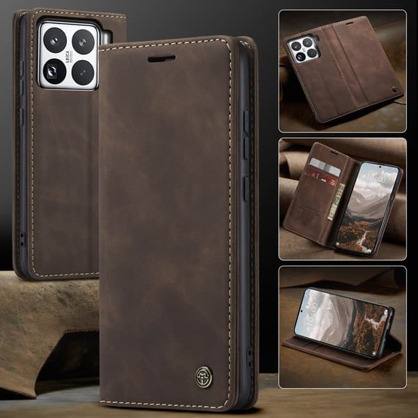 CASEME 013 Plånboksfodral för Xiaomi 15 Pro - KonstLäder - Kaffe