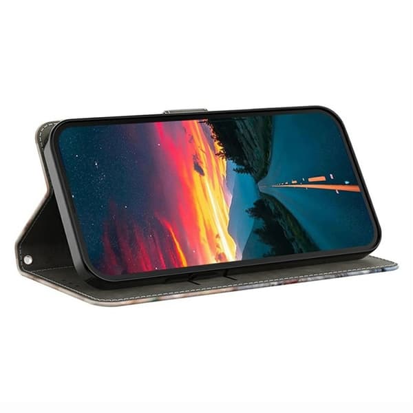 Samsung Galaxy A57 Plånboksfodral Mönstertryck Ställ Konstläder - Neon