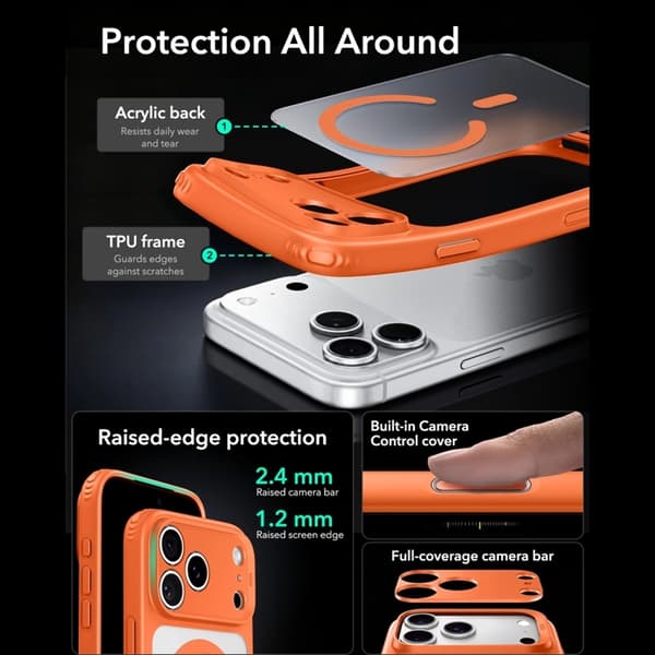 ESR Mobilskal För iPhone 17 Pro /18 Pro Magsafe Classic Hybrid - Frosted Orange