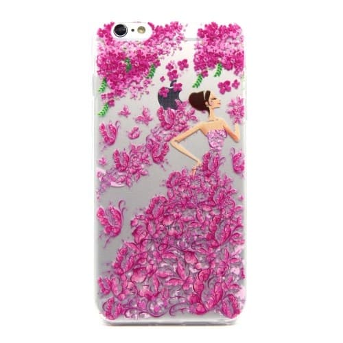 Flexicase Skal till Apple iPhone 6(S) Plus - FlowerQueen Rosa