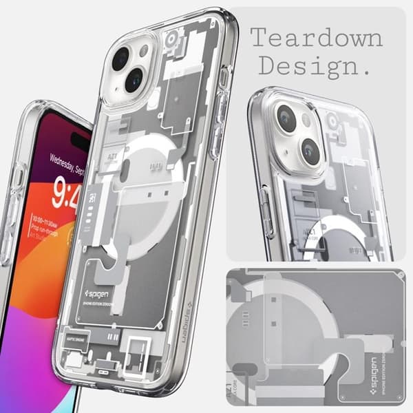 Spigen telefontaske til iPhone 15 Plus Magsafe Ultra Hybrid - Zero One Hvid Vit