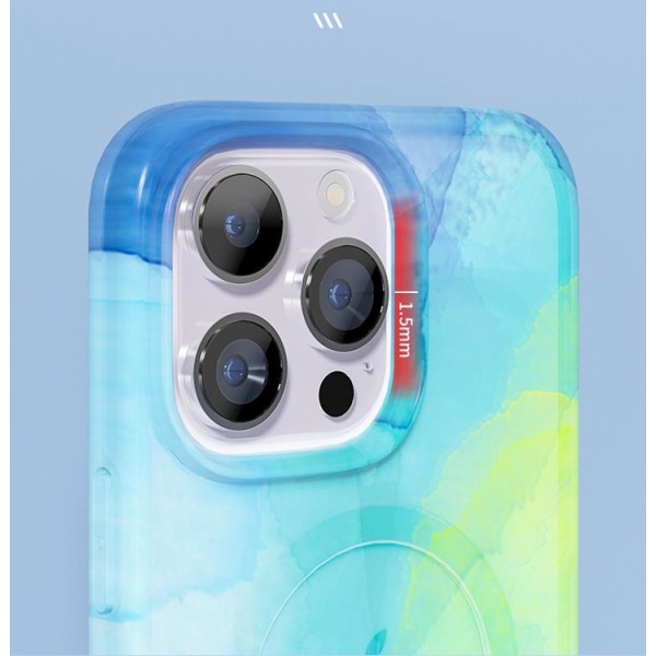 BOOM iPhone 14 Mobilskal Magsafe Vattenfärg - Rainbow