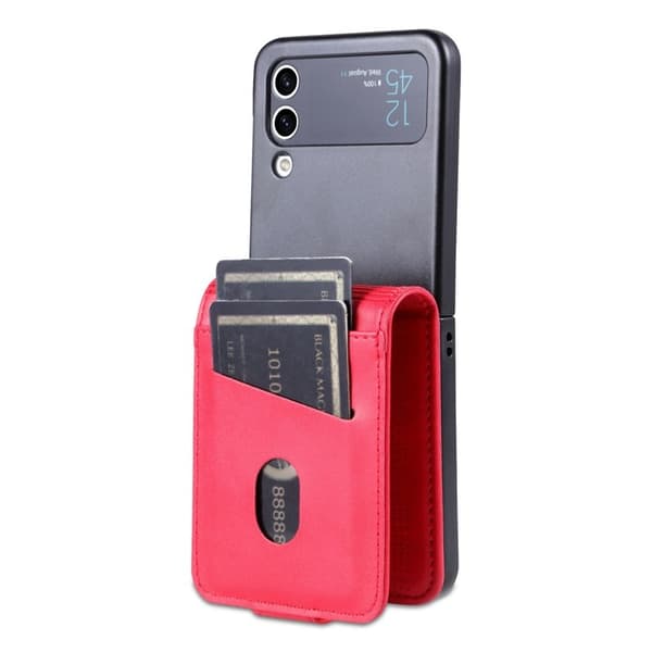 AZNS Samsung Galaxy Z Flip4 Plånboksfodral Konstläder - Röd