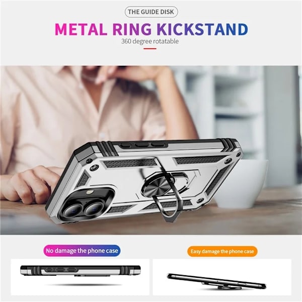 Mobilskal till iPhone 16 Plus med Kickstand - Silver Silver