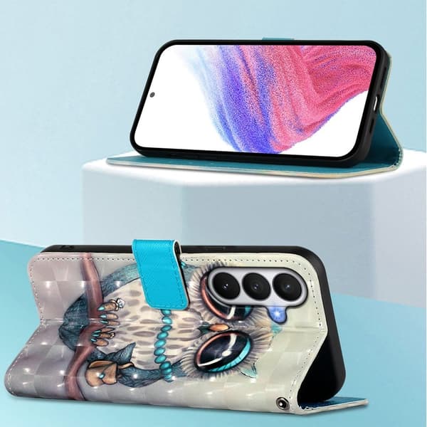 Samsung Galaxy S26 / S26 Pro Plånboksfodral Konstläder Mönster - Grå Uggla