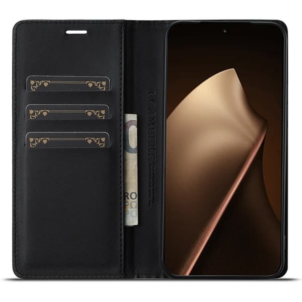 LC.IMEEKE Xiaomi 15T Pro Plånboksfodral Konstläder - Svart