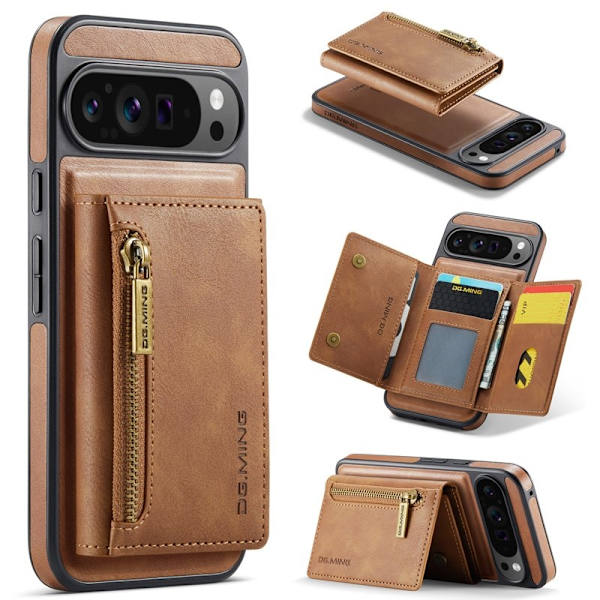 DG.MING M5 Series Google Pixel 9 Pro XL Plånboksfodral Konstläder Brun