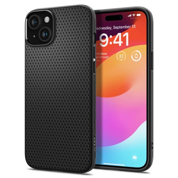 Spigen iPhone 15 Plus -kuori Liquid Air - Mattamusta Svart
