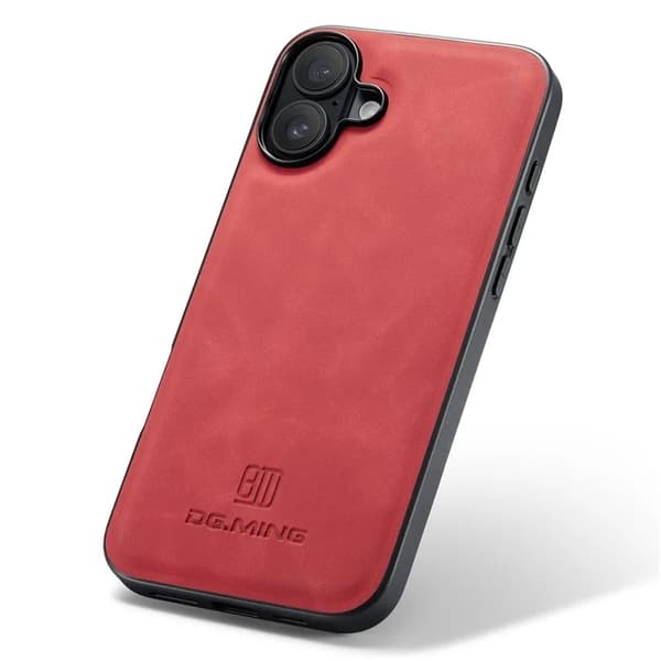 DG.MING Mobilskal till iPhone 16 Plus Hybrid Läder - Röd Röd