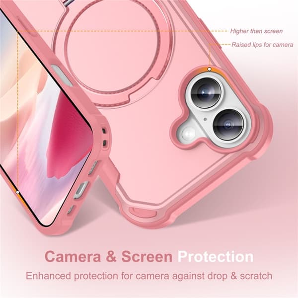 Mobilskal till iPhone 17 MagSafe TPU+PC Kickstand Shockproof - Rosa Rosa