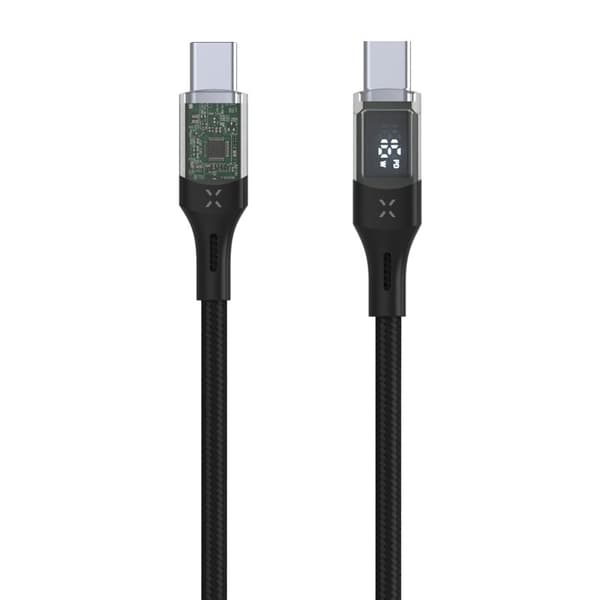 FIXED LED Laddningsdisplay USB-C/C 100W kabel 1.2m Svart