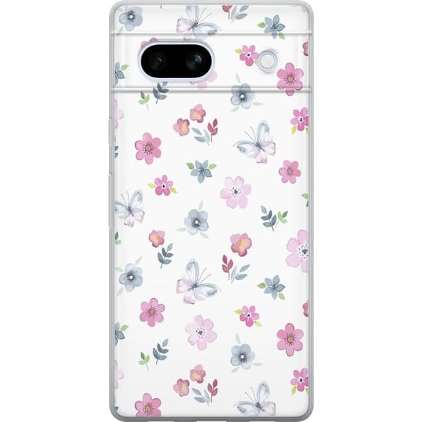 Cover til Google Pixel 7a med blomster og sommerfugle