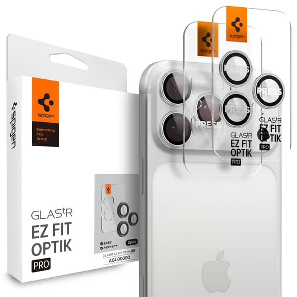 [2-pakke] Spigen iPhone 17 Pro/17 Pro Max hærdet glas kameradæksel EZ Fit - Sølv Silver
