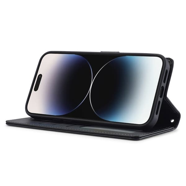 LC.IMEEKE L2 Series iPhone 15 Pro Plånboksfodral Konstläder - Svart