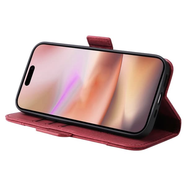 BETOPNICE 001 iPhone 16 Plus Plånboksfodral Ställ Card Slots Konstläder - Röd