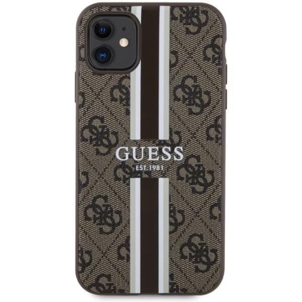 Guess Mobilskal till iPhone 11/XR MagSafe Printed Stripes - Brun