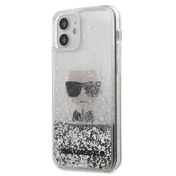 Karl Lagerfeld iPhone 12 Mini Skal Liquid Glitter - Silver Silver