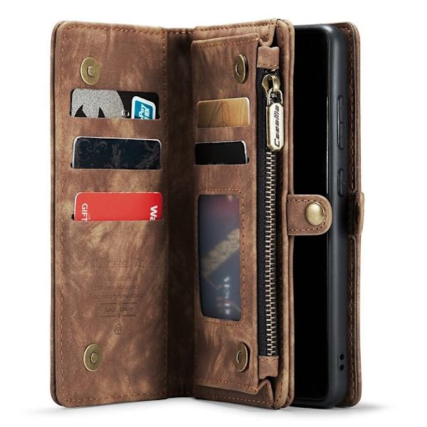 CASEME Multi-function KonstLäder Mobilskal för Samsung Galaxy A52 - Brun