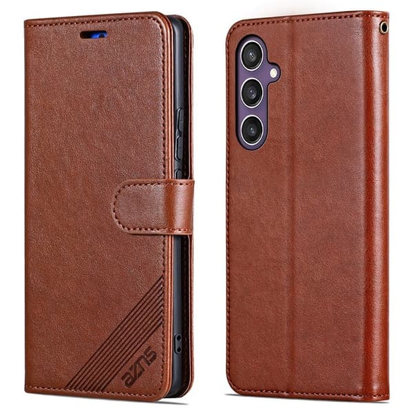 AZNS Samsung Galaxy S25+ Plånboksfodral Anti-Scratch Konstläder - Brun