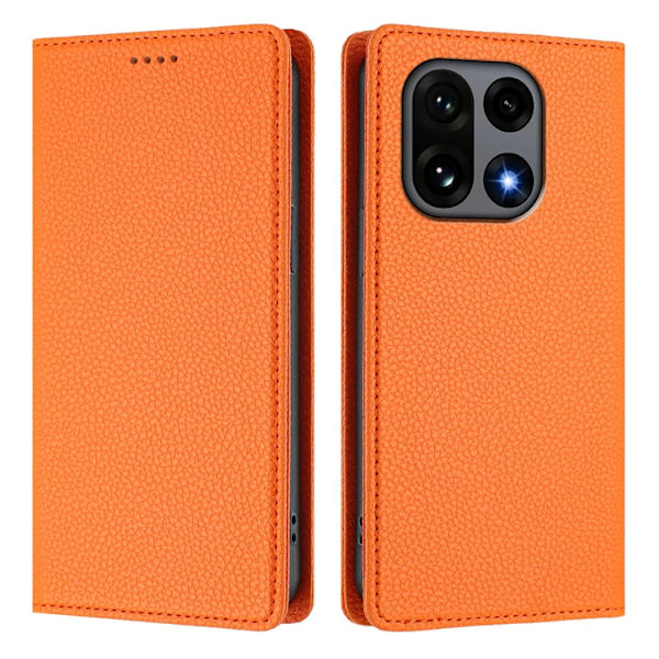 OnePlus 15 Plånboksfodral RFID-Skydd Litchi Konstläder Orange