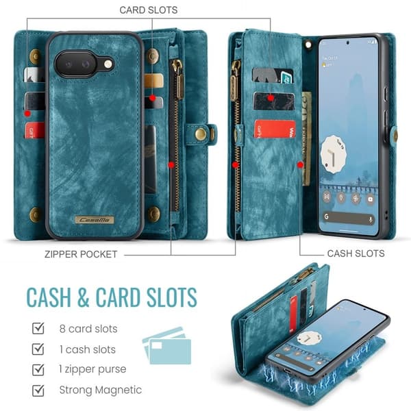 CASEME Plånboksfodral Konstläder till Google Pixel 9a med Blå