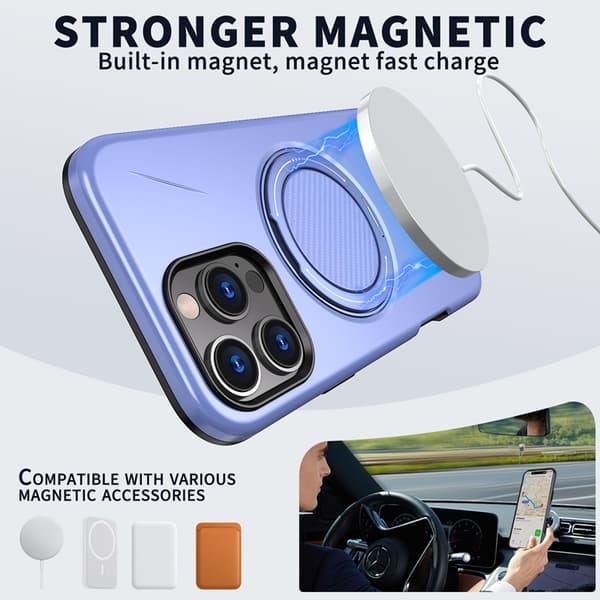 Mobilskal till iPhone 16 Pro MagSafe Rotating Kickstand TPU + PC Lila