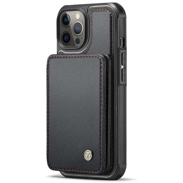 JEEHOOD J05 Mobilskal till iPhone 12 Pro Max Läder med Magnetficka - Svart