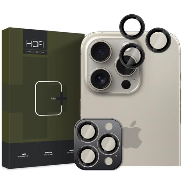 Hofi iPhone 16 Pro/16 Pro Max Kameralinsskydd Härdat Glas - Svart Svart