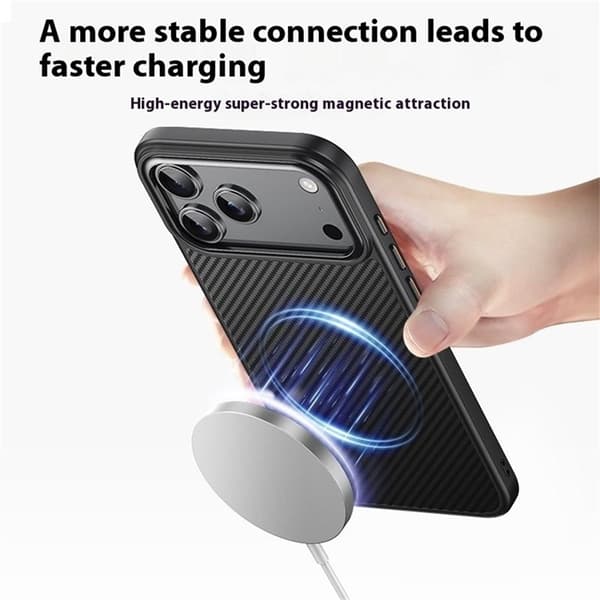 Telefontaske til iPhone 17 Pro MagSafe Carbon Fiber - Sort Svart