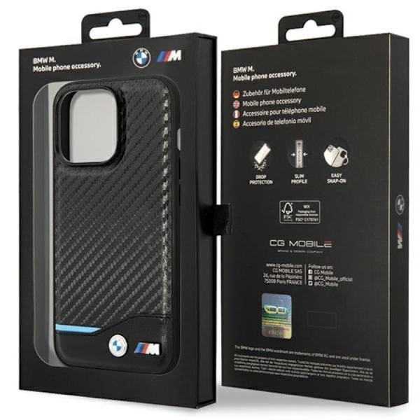 BMW iPhone 13 Pro Max Mobilskal Läder Carbon - Svart Svart