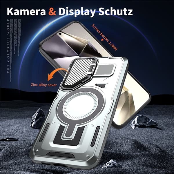 Mobilskal till Galaxy S25/S24 MagSafe Kickstand - Silver Silver