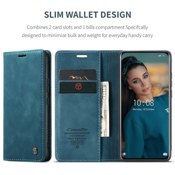 CASEME 013 Series Konstläder Plånboksfodral för Xiaomi 12 Pro 5G - Blå