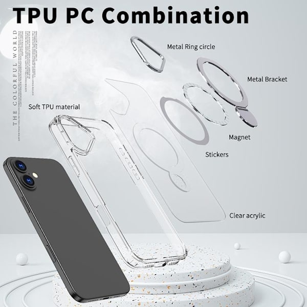 Mobilskal till iPhone 16 MagSafe Rotating Kickstand Transparent