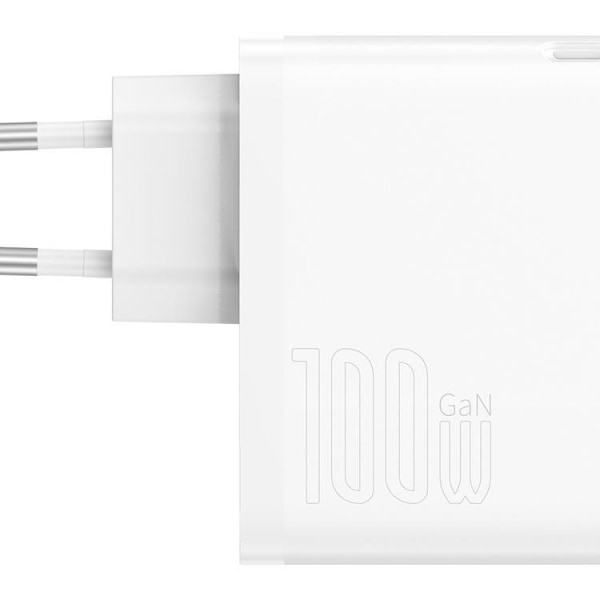 Baseus GaN Vægoplader USB Til Type-C 100W - Hvid