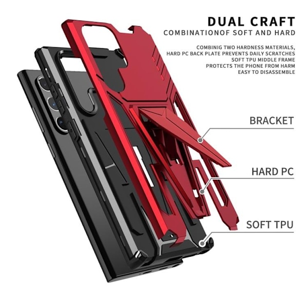 V-Shaped Kickstand Skal Galaxy S22 Plus - Röd Röd