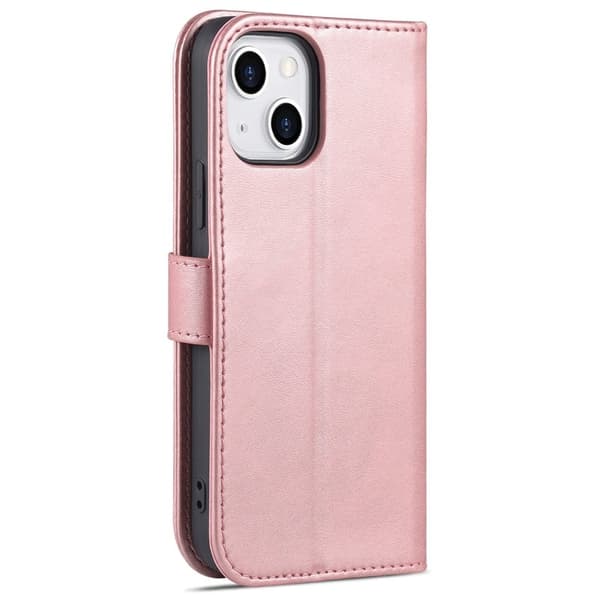 AZNS iPhone 15 Plånboksfodral Anti-Scratch Konstläder - Roséguld