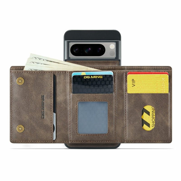 DG.MING M6 Series Konstläder Plånboksfodral för Google Pixel 8 Pro - Brun