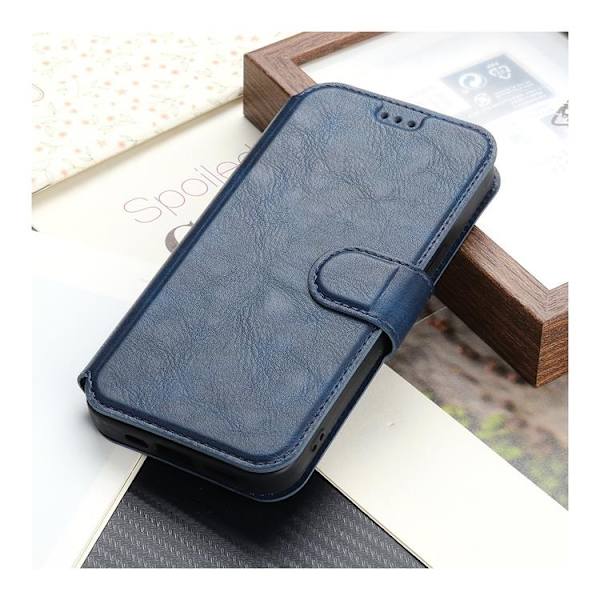 BOOM iPhone 14 Plus Plånboksfodral Calfskin - Blå Blå