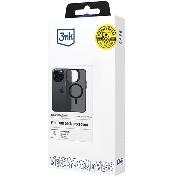 3MK Telefontaske til iPhone 15 Pro MagSafe Smoke - Sort
