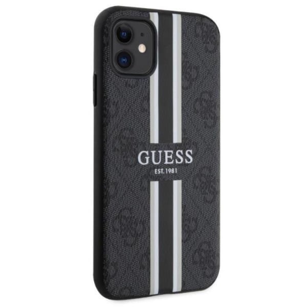 Guess iPhone 11/XR Mobilskal MagSafe 4G Printed Stripes - Musta