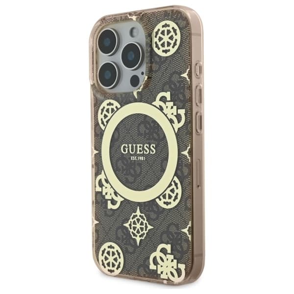Guess Mobilskal till iPhone 16 Pro Max MagSafe IML Peony On 4G - Brun Brun