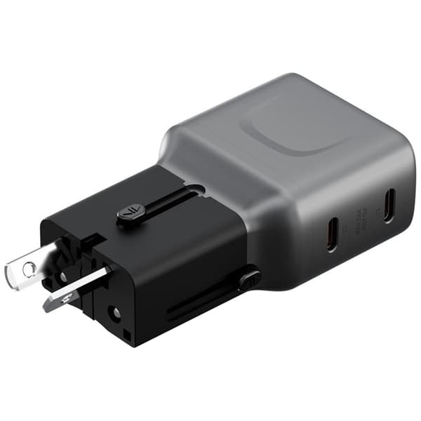 Energea Hurtigoplader 45W 2xUSB-C TravelGo - Grafit Sort Grå