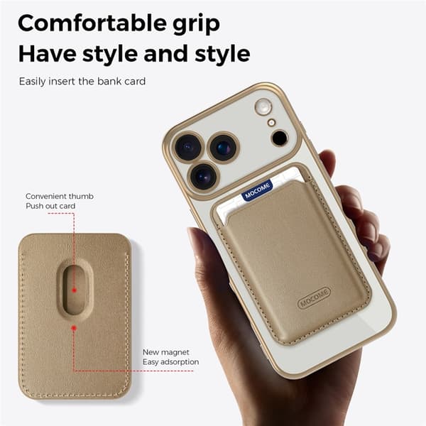 Mobilskal till iPhone 17 Pro Max MagSafe Korthållare TPU + PC - Guld Guld