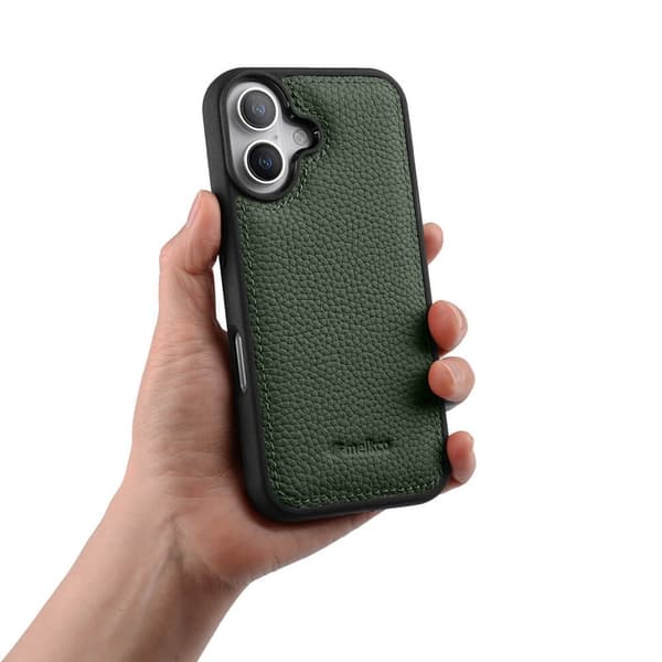 MELKCO Mobilskal till iPhone 16 Plus Äkta Läder Belagt PC - Grön