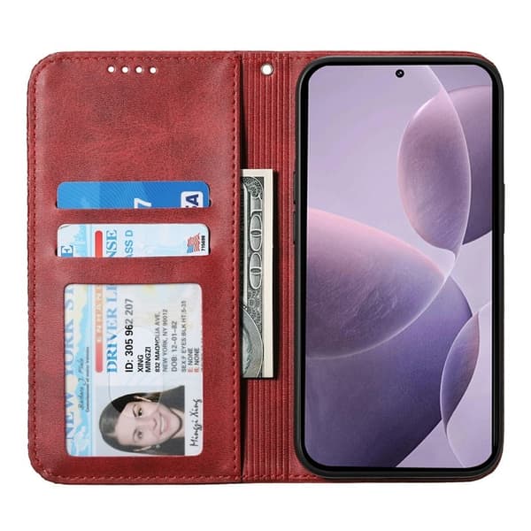 Xiaomi 17 Plånboksfodral Konstläder med Handrem - Röd