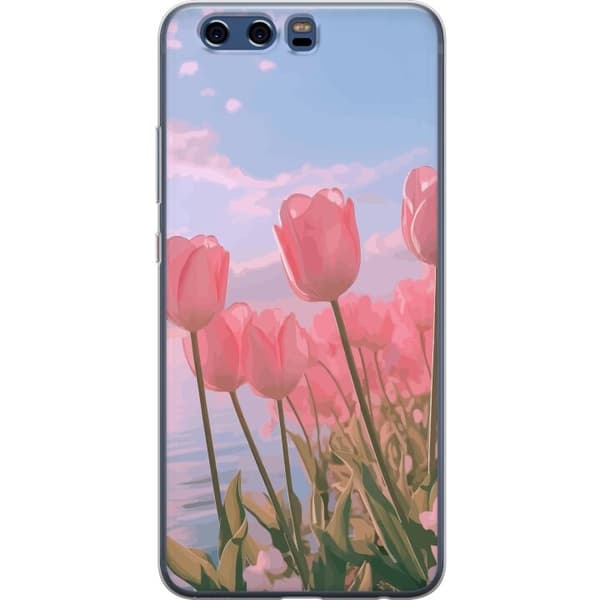 Mobilcover til Huawei P10 med lyserøde tulipaner